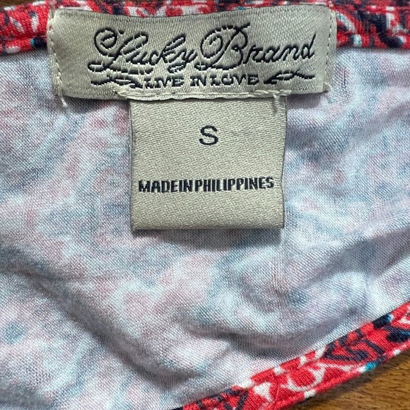 Lucky Brand Maxi Dress Small Red Geometric Boho V-Neck Side Slit Sleeveless - Picture 9 of 12